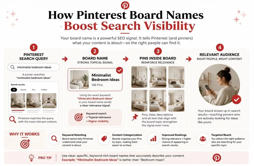 How Pinterest board names help organize content for search