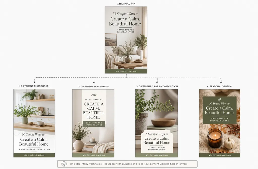 Ways to create multiple fresh Pinterest pins from one original design