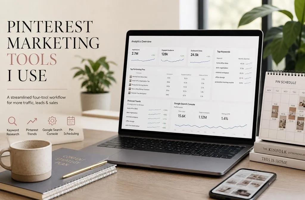 Pinterest marketing tools for keyword research, analytics, scheduling, and content planning