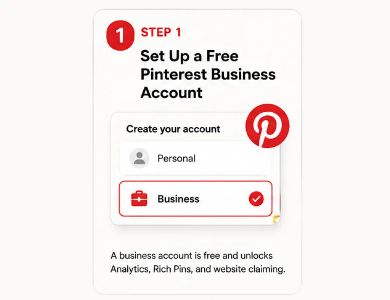 Step 1 - Set Up a Free Pinterest Business Accouunt