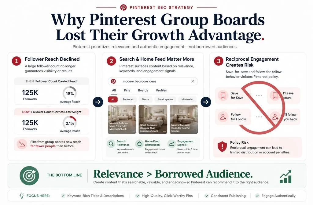 Three reasons Pinterest group boards are less effective for traffic and growth