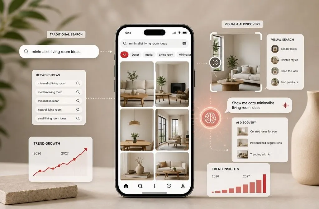 Pinterest SEO trends for 2026 and 2027 showing the shift toward AI, visual search, and personalized discovery.