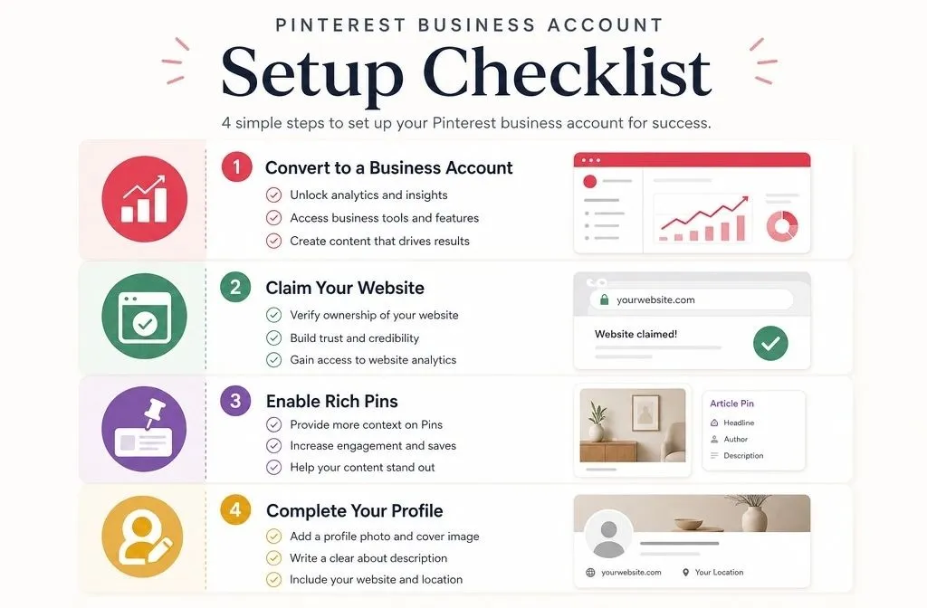 Pinterest business account setup checklist for beginners